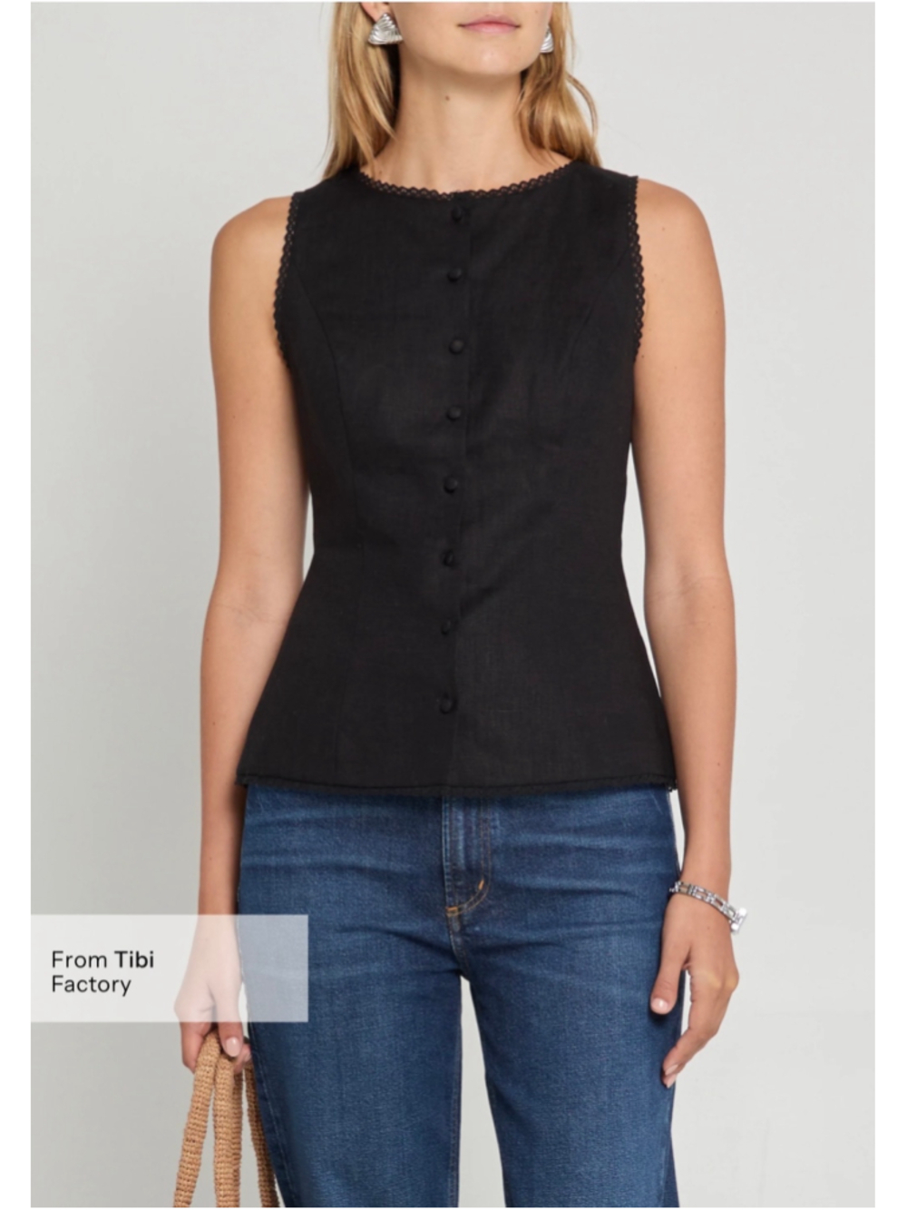 Women's kourt Micah Black Sleeveless Button-Down Top Size 2